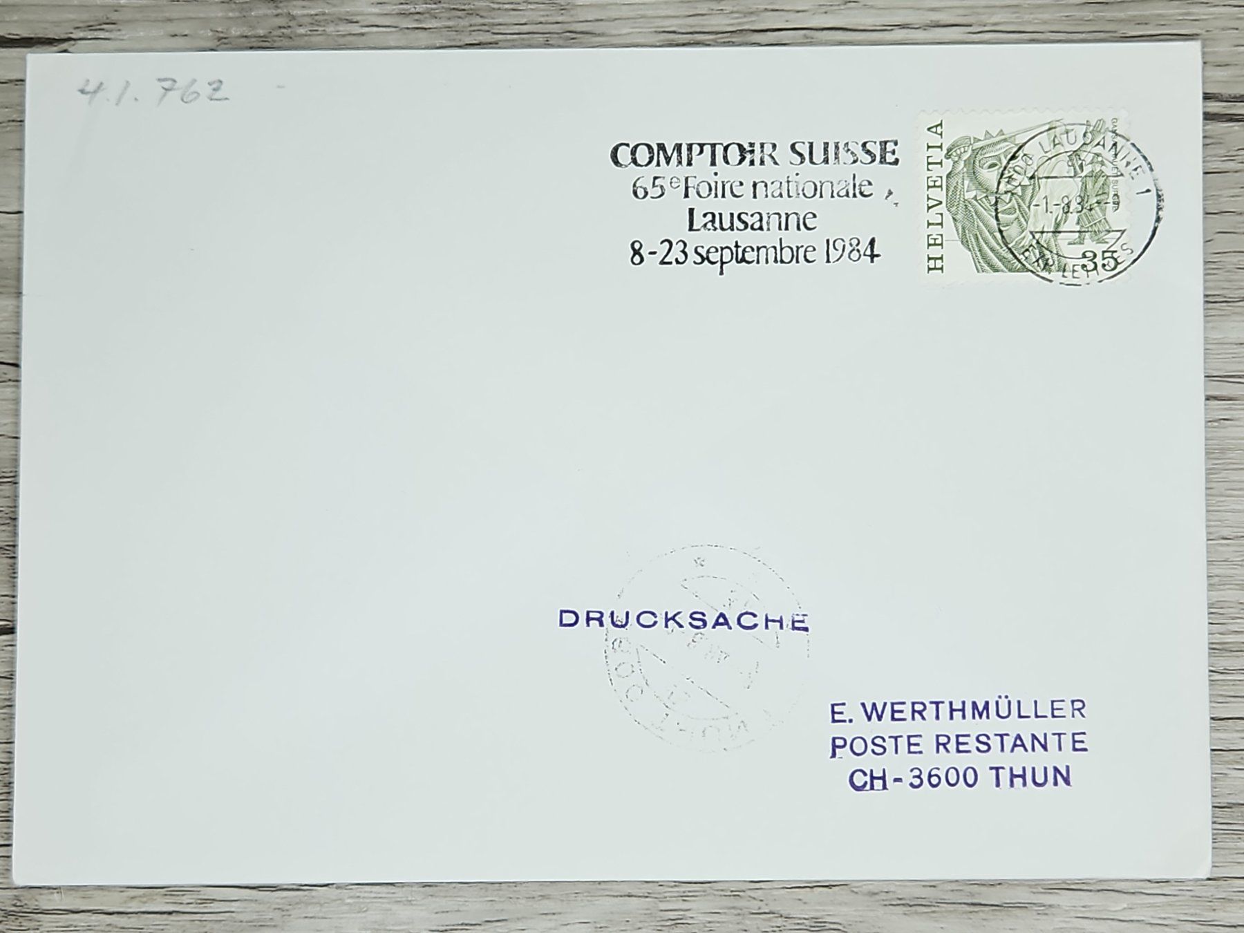 Alle Briefmarken: CL02 Enveloppe + Timbre Suisse 1984 – Gebraucht aus Cousset von Patrick_Collections