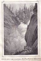 HANDECK WASSERFALL, AARE, LITHOGRAPHIE VON 1836-1845