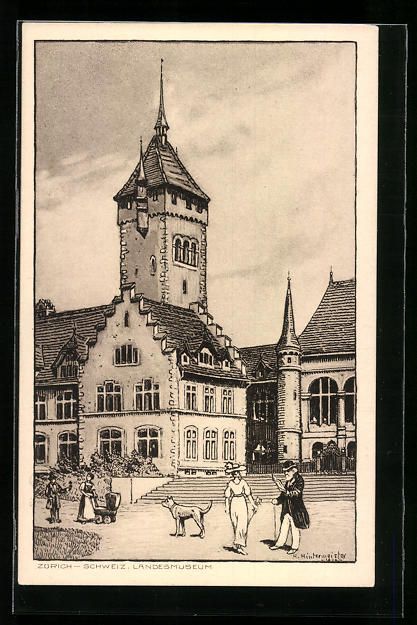 Ansichtskarten: AK Zürich, Am Landesmuseum – Gebraucht aus Berlin von bartko-reher