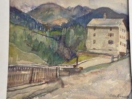 Original Aquarell Bild auf Karton Otto Ernst 1917, 29x24 cm