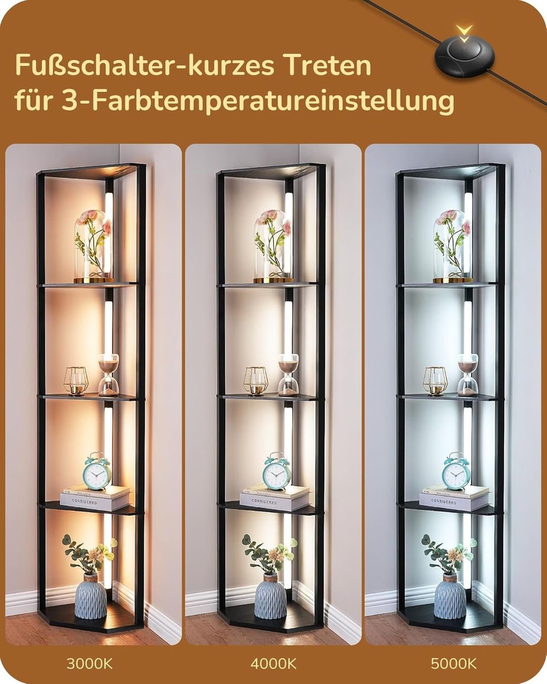Lampade: Stehlampe mit 4 Holz-Regalen – Nuovo e nell'imballaggio originale da Gränichen venduto da omniadeals 7