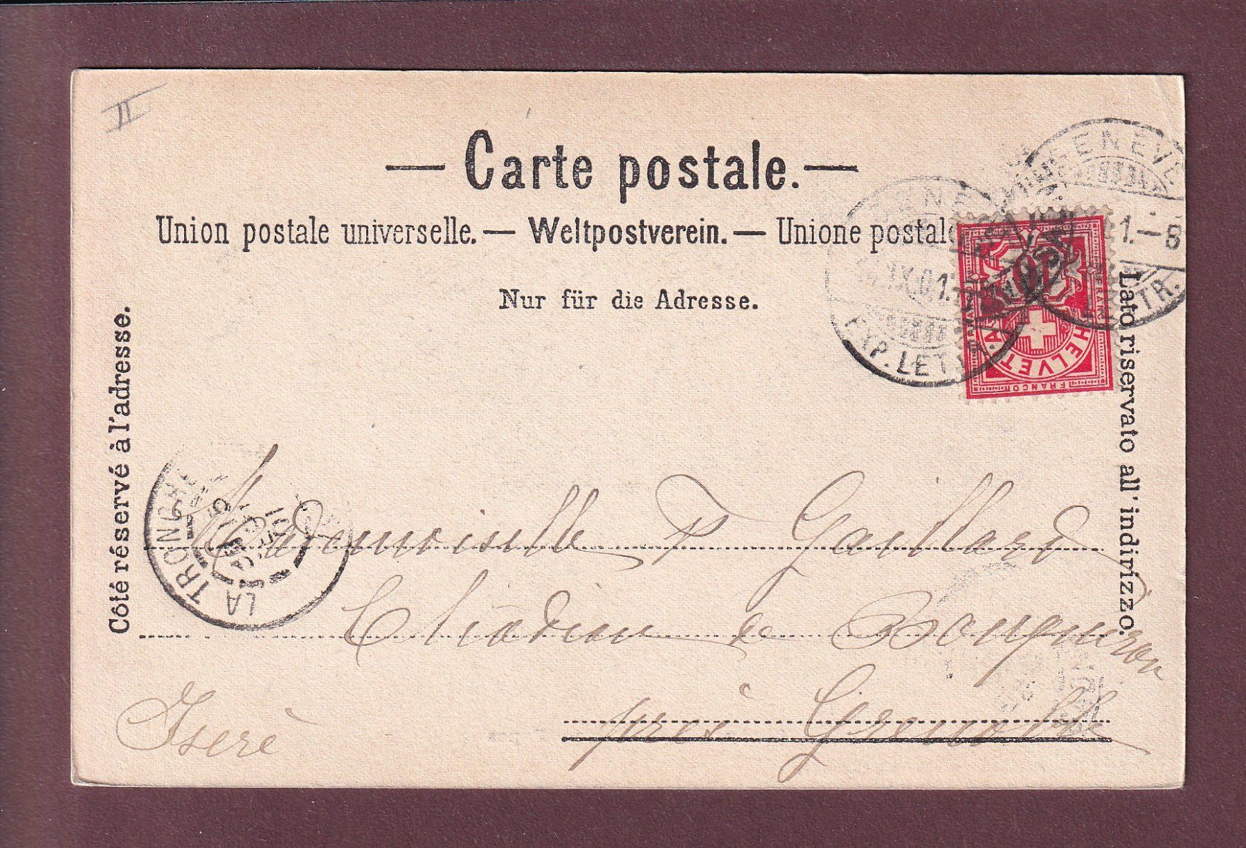Cartoline postali: GENEVE - Parc Mon Repos - 1901 – Usato da Pully venduto da nicecards 1
