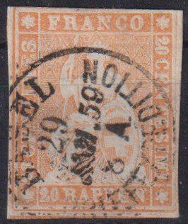 Alle Briefmarken: TOP Strubel 25 mit Ortsstempel BASEL +++ – Gebraucht aus Samnaun-Compatsch von Muckimu