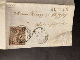 Schweiz 1864 Brief Balken Hütten 5 Rp. Sitzende Richterswil