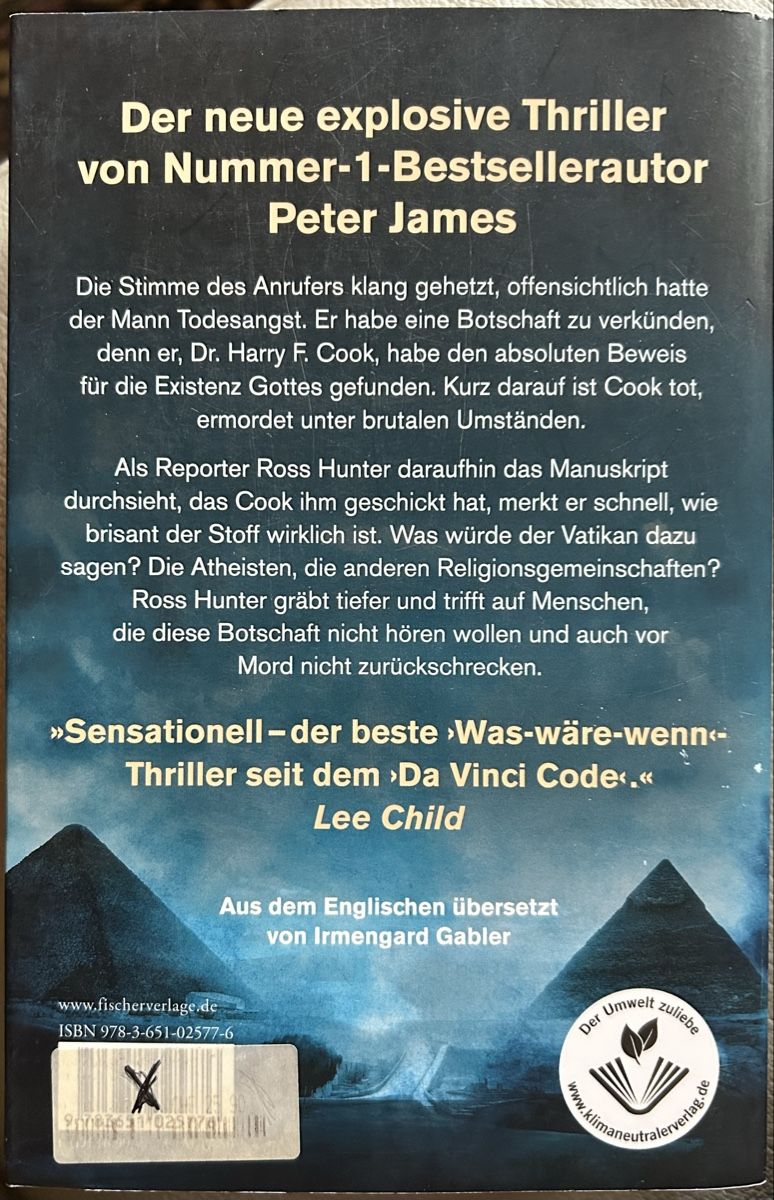 Livres: DER ABSOLUTE BEWEIS - PETER JAMES - THRILLER - BROSCHIERT  – D'occasion à Buchs AG par fischli610 1