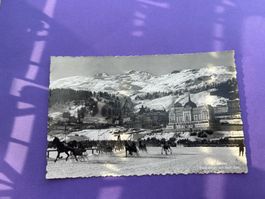 St. Moritz Trab-Pferderennen auf See/ Schnee, ungelaufen alt