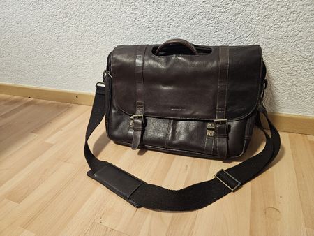 Leder Umhängetasche Dunkelbraun Laptopsak Samsonite