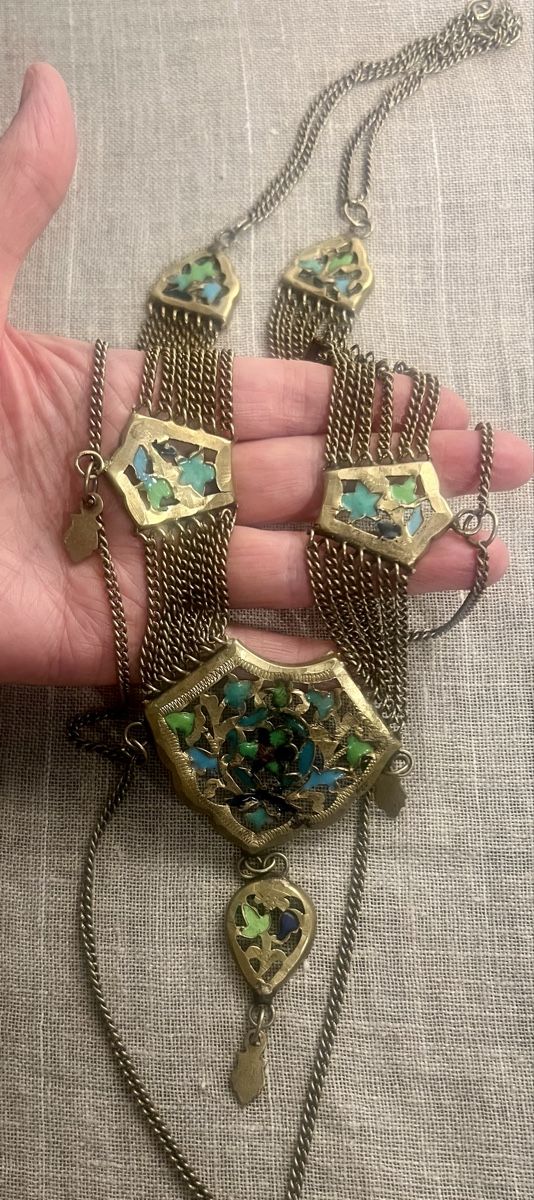 Catenine: Collier Vintage Oriental Laiton Email Multichaines Superbe – Usato da Genève venduto da DELIRBEADS 7
