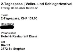 1 x 2-Tagespass Volks- und Schlagerfestival E-Ticket