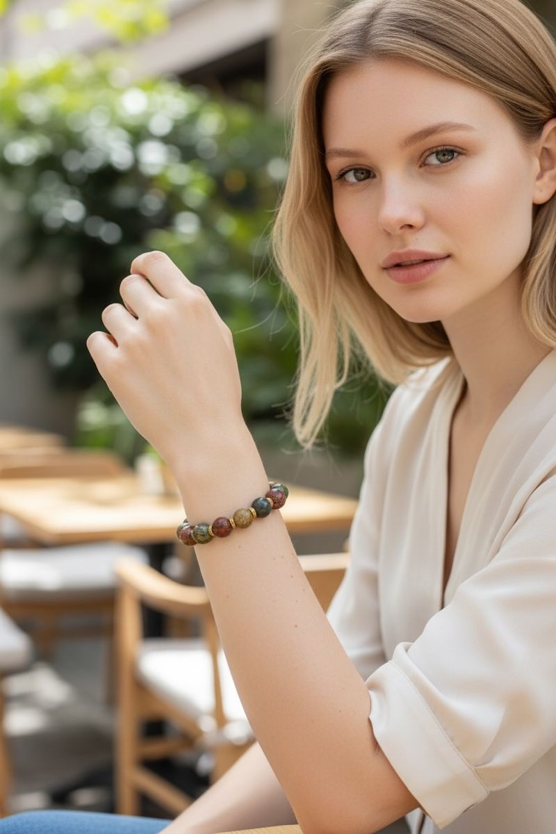 Bracciali & Braccialetti: Armband aus Red Creek Jaspis Perlen  – Nuovo e nell'imballaggio originale da Kriens venduto da Hortensie6 5