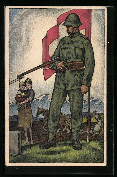Foto, Lettere & Cartoline: Carl Moos: Schweizer Soldat beschützt B – Usato da Berlin venduto da bartko-reher