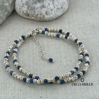 Halskette Blau Achaten und Silber 925