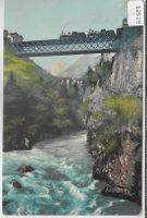 Gotthardbahn - Viadukt bei Goeschenen - Dampflok - Litho