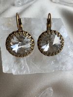 Vintage Ohrhänger mit facettierten Kristallen Goldfarben