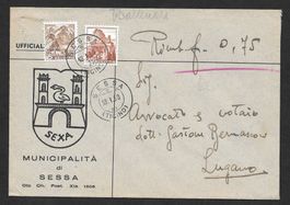 Sessa illustrierter Brief Municipio 13.1.1950