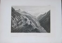 Splügenpass  Stahlstich um 1850