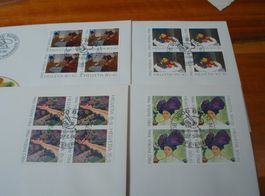 Set Pro Patria 1986, FDC Satz, Einzel + 4erblocks, 9 Belege