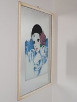 Vintage Spiegel - Wandbild Pierrot Dame mit Rose