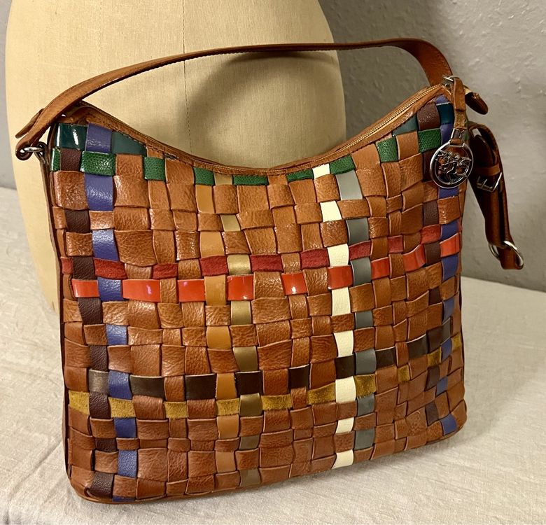 Piero Guidi Taschen für Damen: Sac à main Piero Guidi vintage en cuir tressé multicolore. – Neu (gemäss Beschreibung) aus Genève von DELIRBEADS