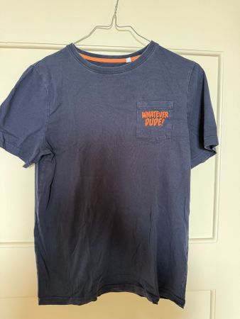 C&A T-Shirt Dunkelblau Gr. 158/164 Brusttasche Skate Nation
