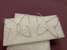 Modeschmuck Schmetterling Ohrringe, silberfarben, NEU