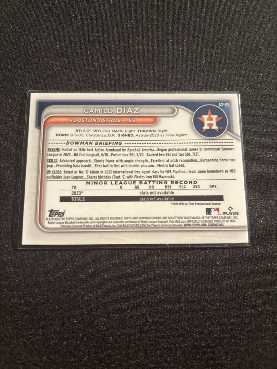 Topps Carte collezionabili: Camilo Diaz - Houston Astros - MLB - Chrome – Usato da Kaiseraugst venduto da Baum_12 1