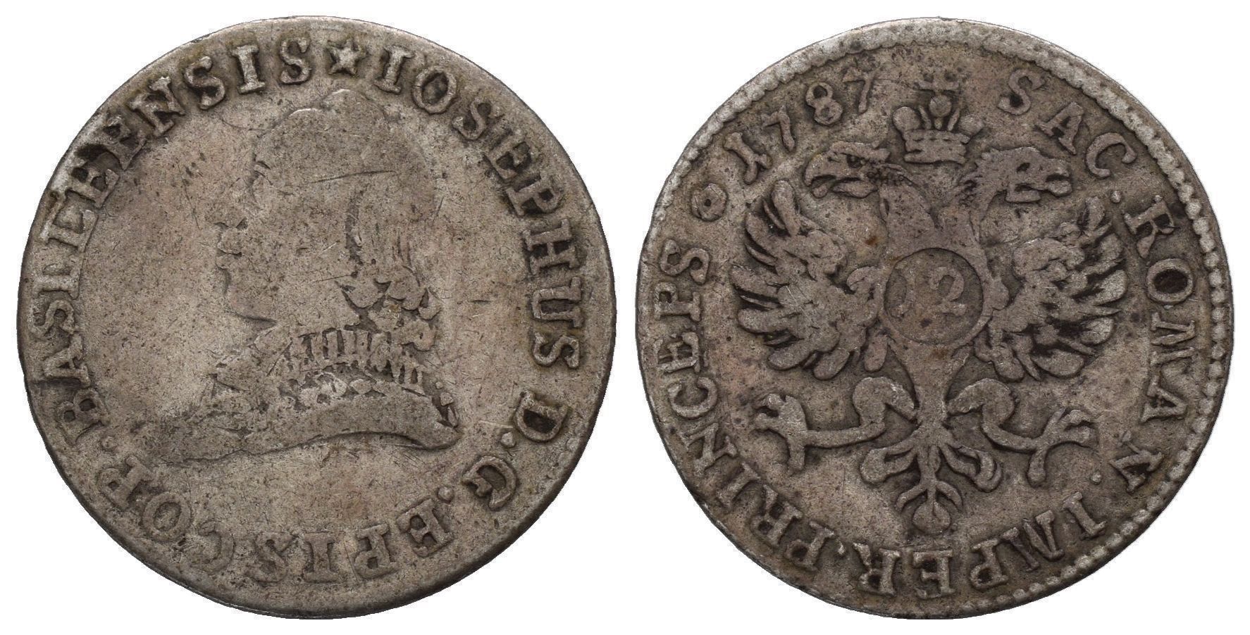 Alle Münzen: Basel Bistum 12 Kreuzer 1787 /3320 – Gebraucht aus Trimbach von Solothurn1