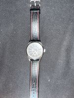Herren Uhr Lederarmband schwarzes Zifferblatt defekt