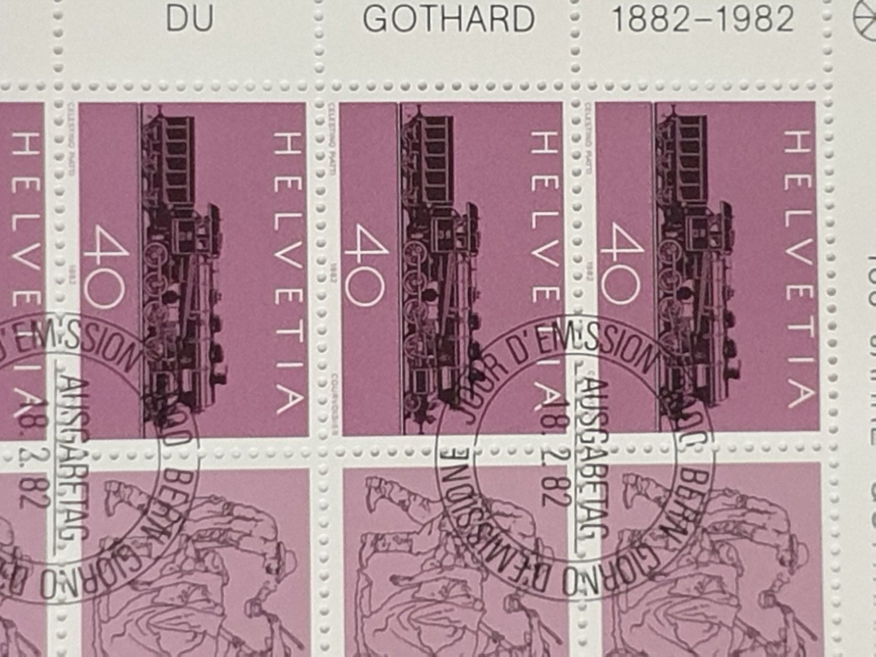 Tutti i francobolli: (141)100 Jahre Gotthard-Bahn im Bogen ET – Usato da Schwarzhäusern venduto da Inot3 9
