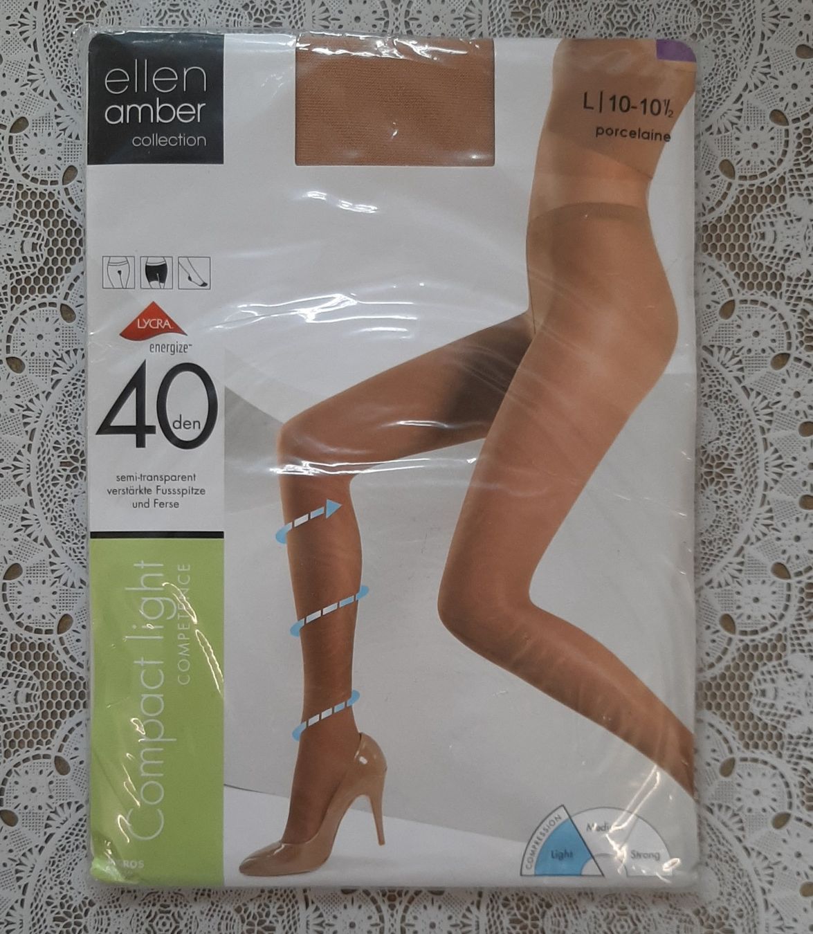 Ellen Amber Calze & Collant: Ellen Amber Compact Light Strumpfhose 40den Gr.L Porcelaine – Nuovo e nell'imballaggio originale da Amriswil venduto da Celini3