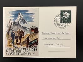 Postkarte Tag der Briefmarke 1946 Sion