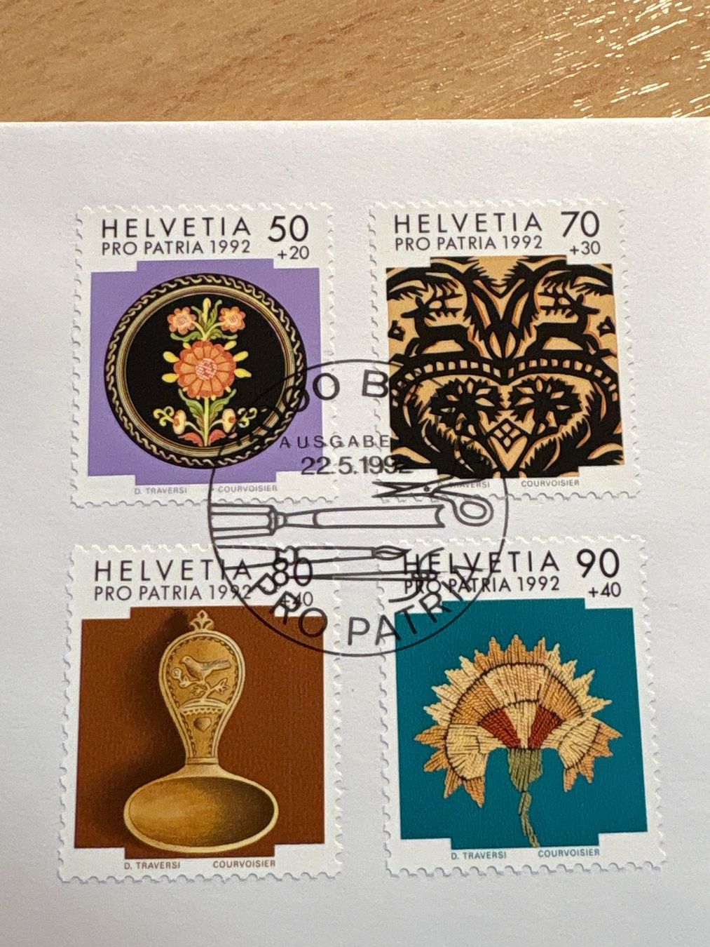 Tutti i francobolli: Pro Patria Brief 1992, Ersttagsbrief Bern, gestempelt – Usato da Ibach venduto da lisch3 3