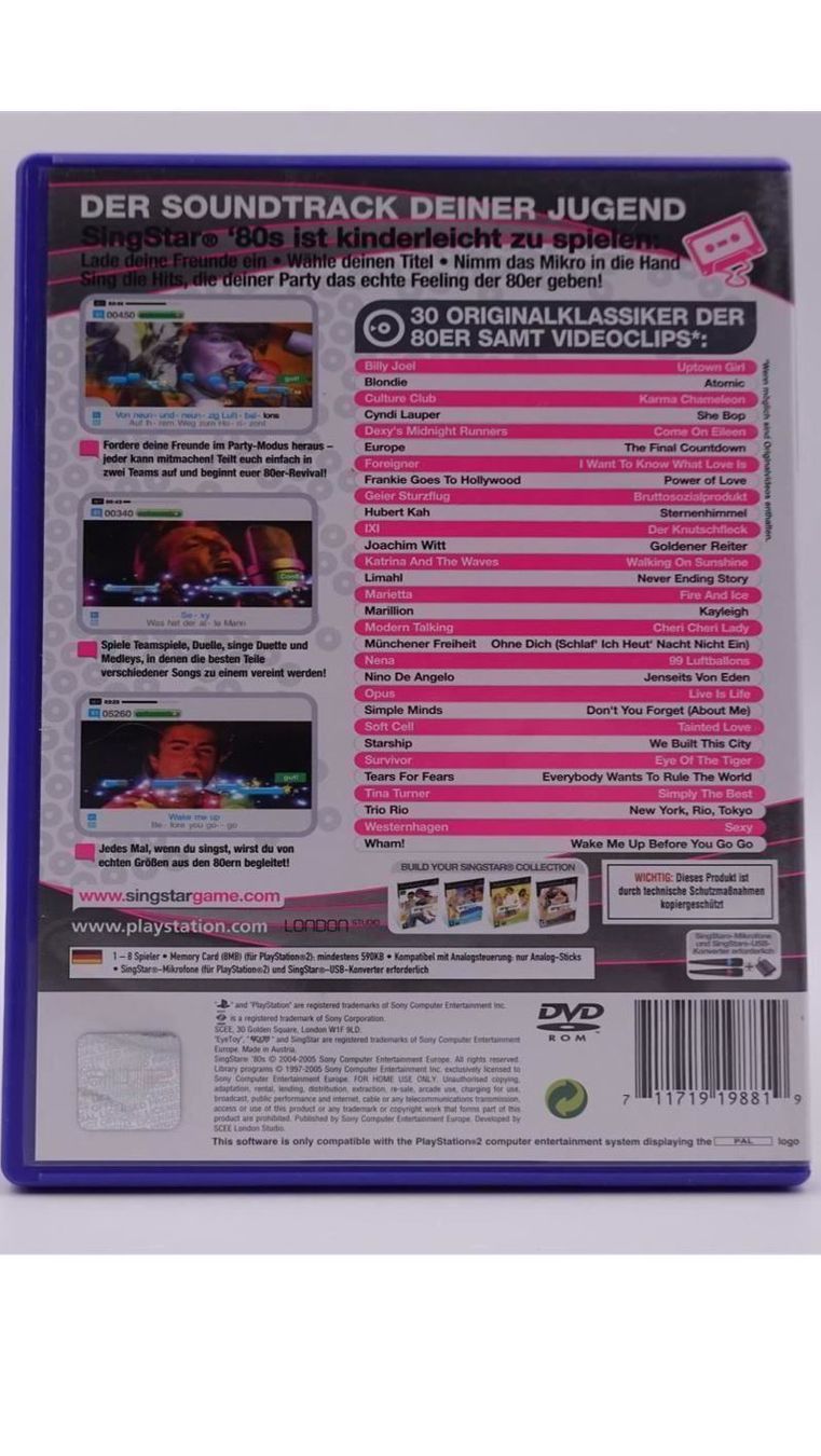 Sony Giochi: Singstar '80s   (Deutsch)   PS-2 – Usato da St.Gallen venduto da elk2022 1