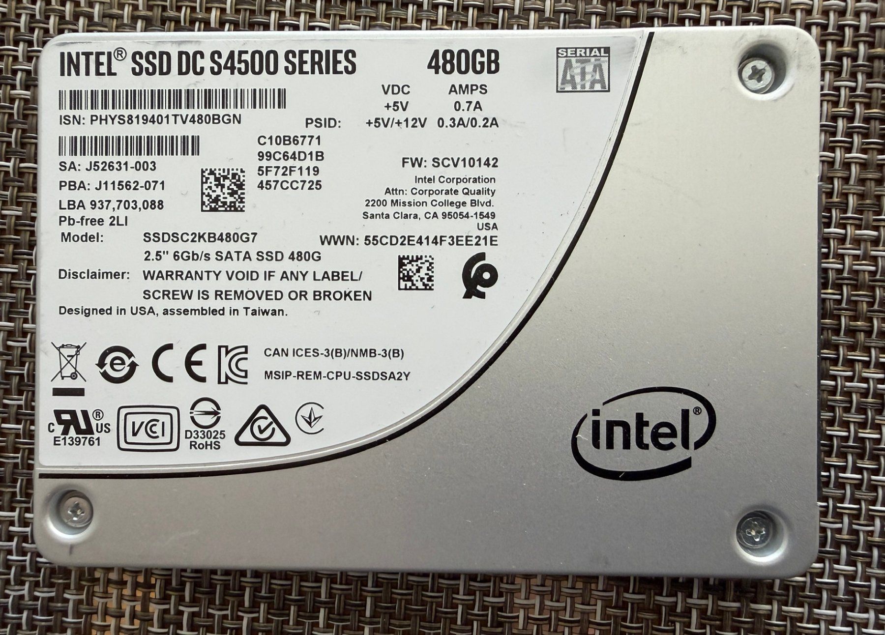 Intel Harddisks: Intel SSD 480GB 2.5" SATA SSD – Gebraucht aus Glattpark(Opfikon) von Golghot92
