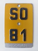 Velonummer SO 81 Mofanummer gelb plaque Mofa