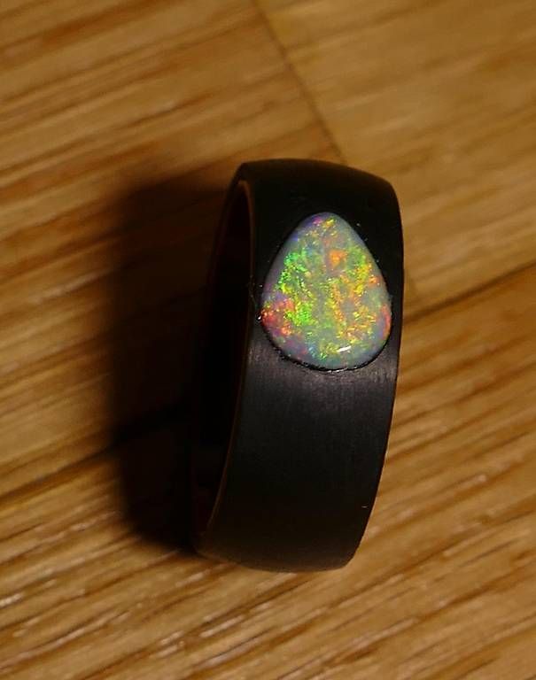 Anelli: Opal Ring Holz/Carbon, Gr.55 Lightning Ridge Australien – Nuovo (secondo la descrizione) da Wilen b. Wil venduto da Tschirio 1