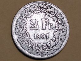 Schweiz 2 Franken 1901 B Silber ***Auflage 50'000 Stück***