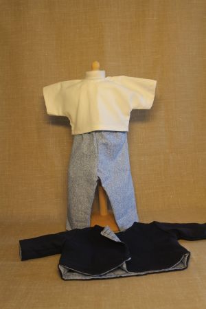 Puppenkleider Jacke Hose Shirt blau Gr. 40-45cm
