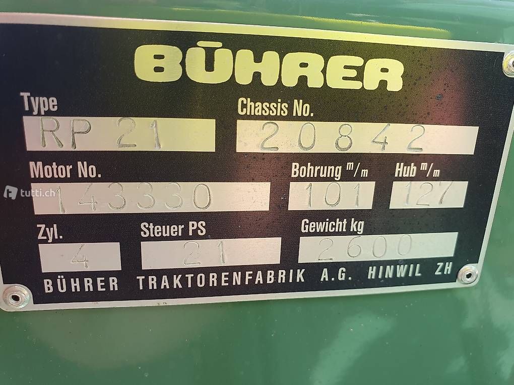 Bührer Trattori: Traktor Bührer RP21 – Usato da Büren SO venduto da bl30180 1