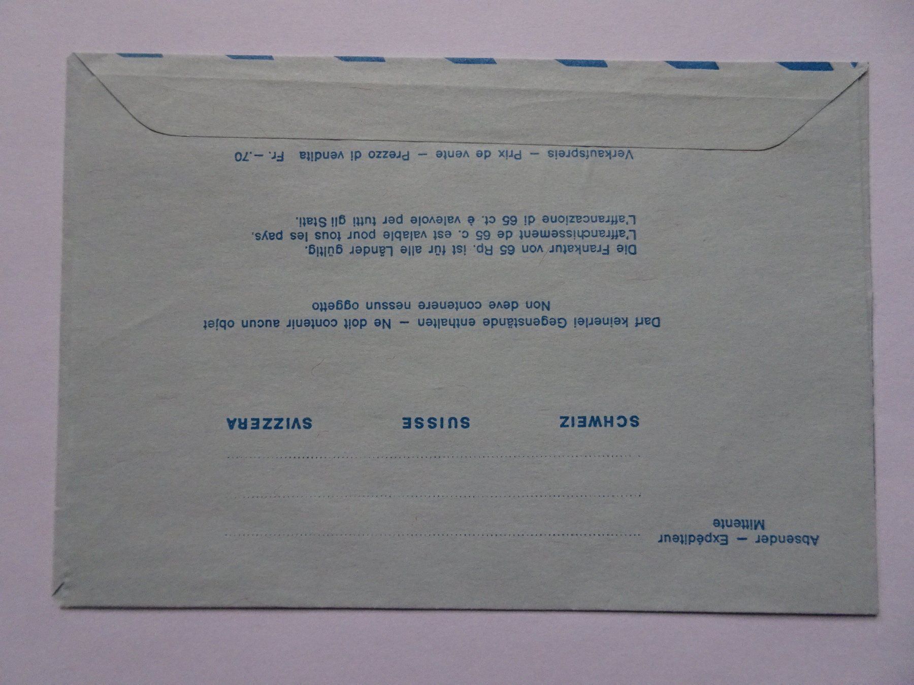 Tutti i francobolli: Aerogramm 1964 – Nuovo (secondo la descrizione) da Aadorf venduto da Chnorli-Furz 1