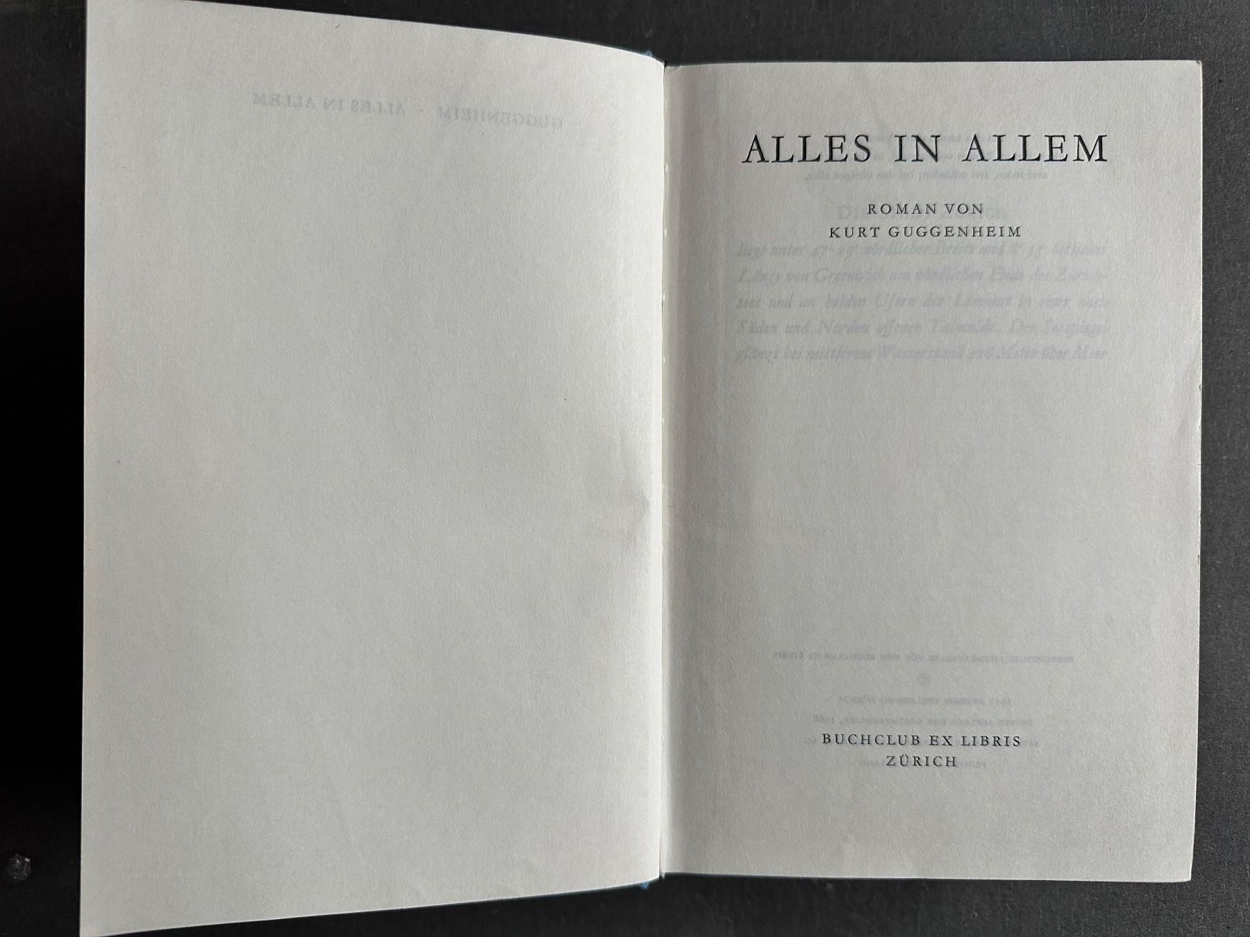 Libri: Kurt Guggenheim: Alles in Allem. – Usato da Zürich venduto da allp 2