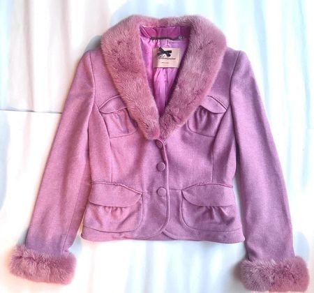 Blumarine Jacke Gr. M, Pink, Echtpelz Kragen, Manschetten 36