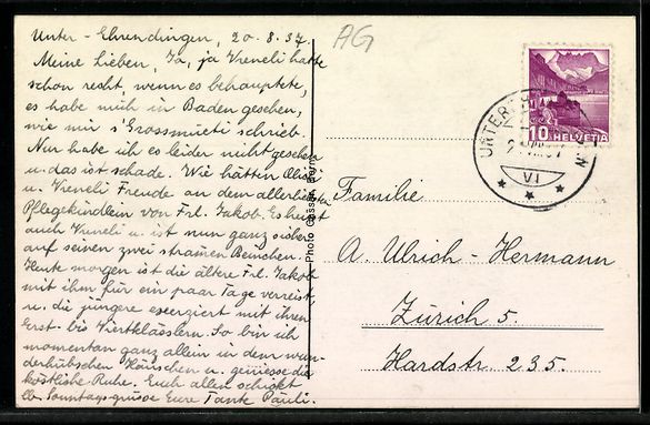 Cartoline postali: Unter-Ehrendingen, Ortsansicht und Blick – Usato da Berlin venduto da bartko-reher 1