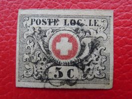 1849: WAADT 5 mit seltener schwarze ROSETTE, Kat: 3'000.-+