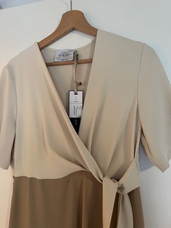 Neues Etui Kleid, elegantes Kleid Cocktail, beige, Grösse M