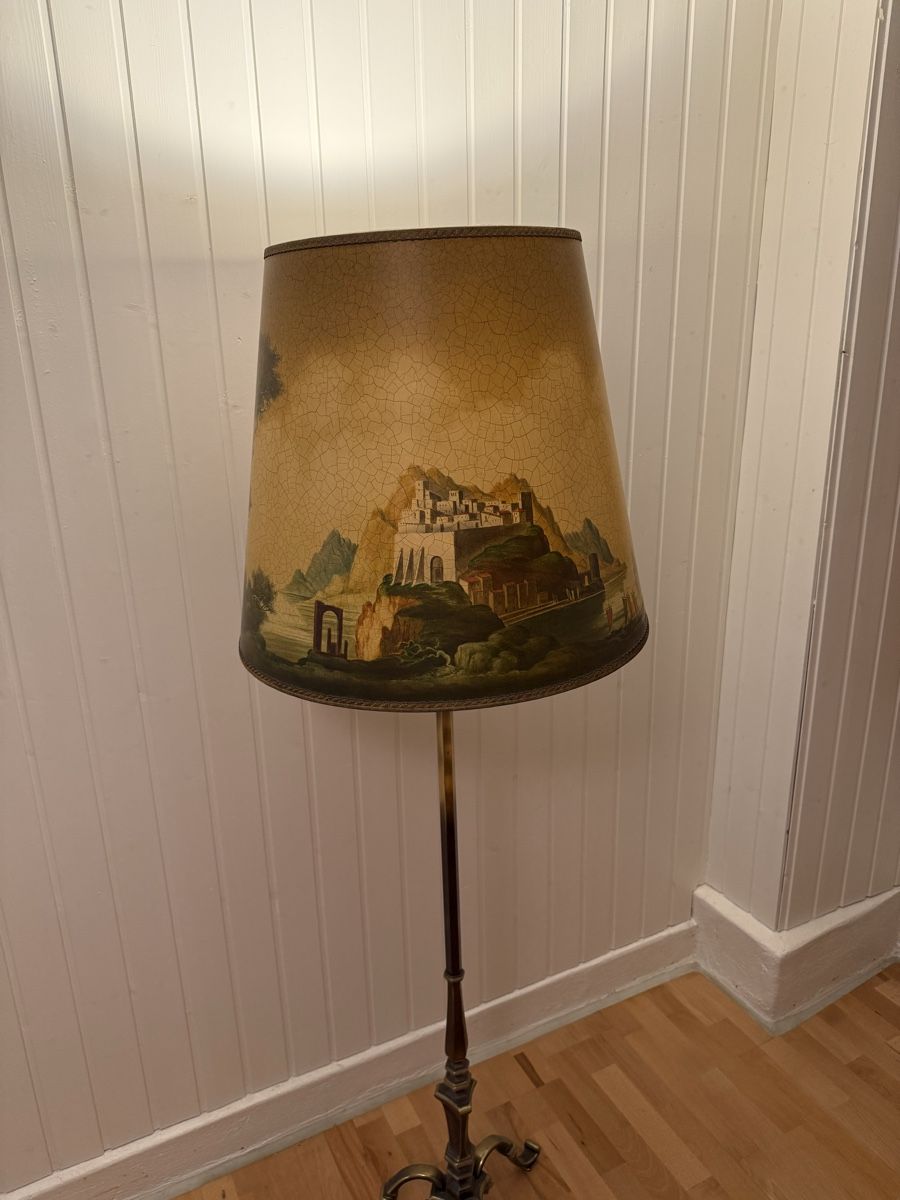 Lampade: Vintage Stehlampe mit Landschaftsschirm, 2-flammig – Usato da Bern venduto da Moowee 8