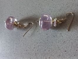 Ohrhänger Silber mit Amethyst Stein, Handarbeit neu