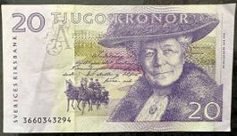 Seltene Schwedische 20 Kronen Banknote - Selma Lagerlöf!