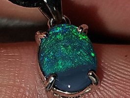 Natürlicher australischer Black Opal Silber Anhänger