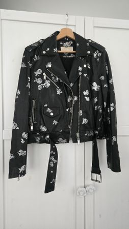 Michael Kors Leather Jacket Floral Print Size M 